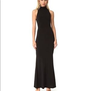 Black Erika Mockneck Maxi Dress Zipper and Slit